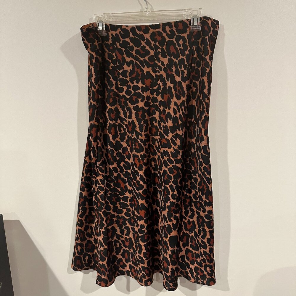 J. Crew Cheetah Print Midi Slip Skirt Size Large